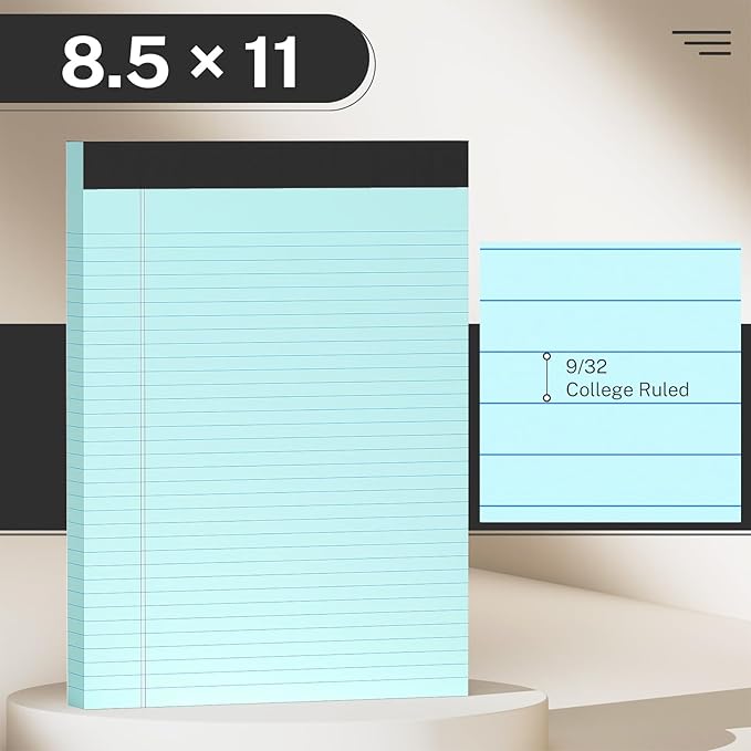 AILZFEI 300 Sheets Blue Legal Pads 8.5 x 11 College Ruled Paper 6-Pack Note Pads Narrow Ruled 50 Sheets per Notepad Perforated Writing Pad Durable Sturdy Back 8x11 Pads of Paper