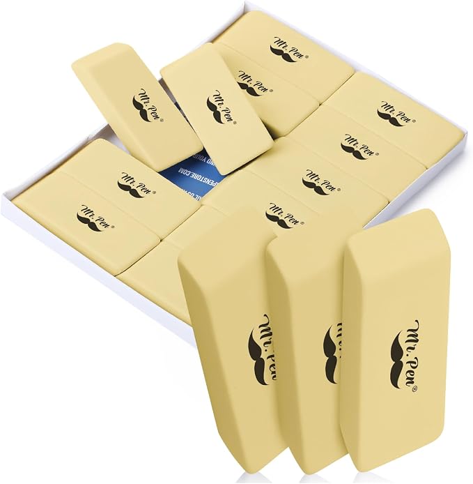 Mr. Pen- Pencil Eraser, 12 Pack, Yellow