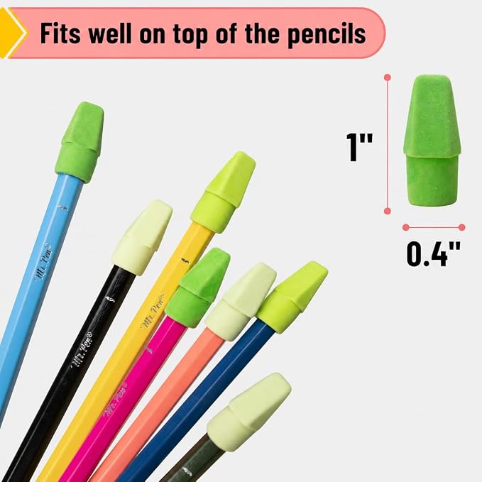 Mr. Pen- Pencil Erasers Toppers, 30 Pack, Colorful