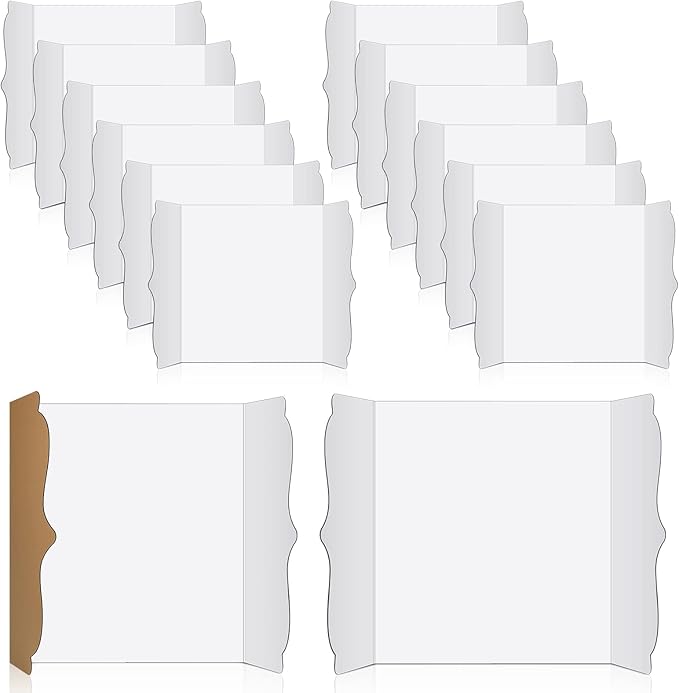 15 Pcs Small Trifold Poster Board Bulk 12 x 20 Inch Portable Trifold Posterboard Project Display Board Science Fair Foldable Presentation Cardboard for Photo Exhibition Meeting School(White)