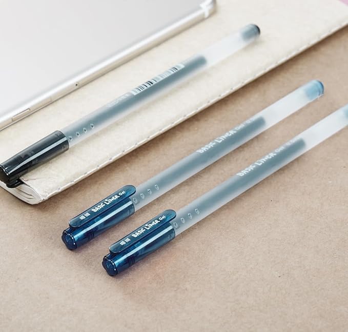czxwyst 8761 Basic Liner Gel Ink Pens 0.5mm Fine Point (Blue-Black Color 12-Pack)