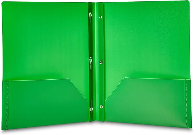 Amazon Basics Heavy Duty Plastic 2 Pocket Folder for Documents, Letter Size Paper, Assorted Colors, Pack of 144
