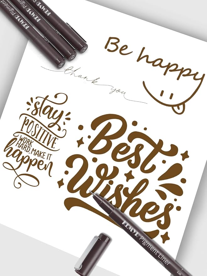 KEMYR 10 Micro Fine liner Drawing Art Pens Calligraphy Pens: 0.05mm-1.0mm Size Art supplies Waterproof Archival brown Ink Markers For Artists,Use for Professional Watercolor,Sketching