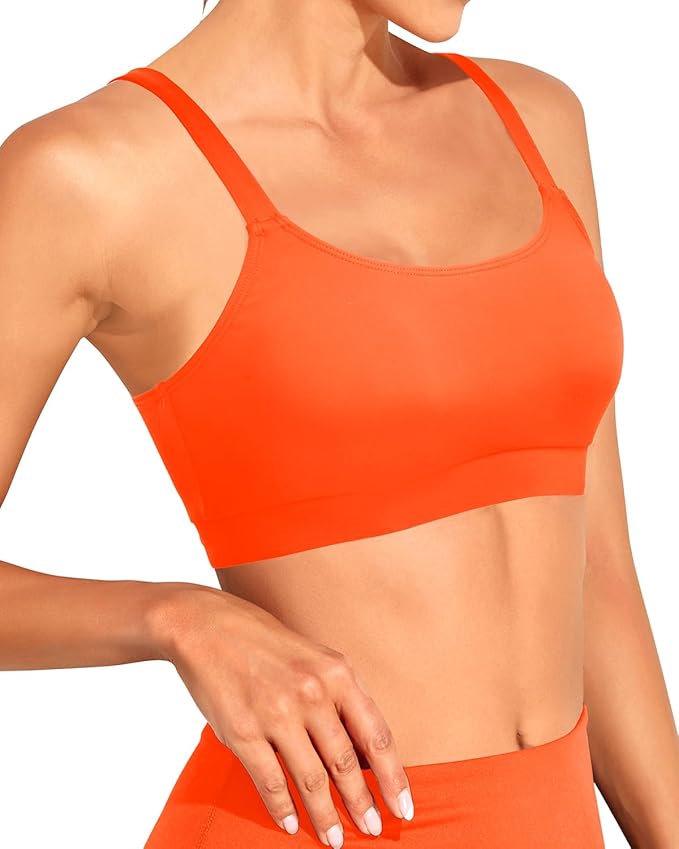 Tempt Me Women Sports Bra Bikini Tops Scoop Neck Bathing Suits Top Padded Swim Crop Tops Only