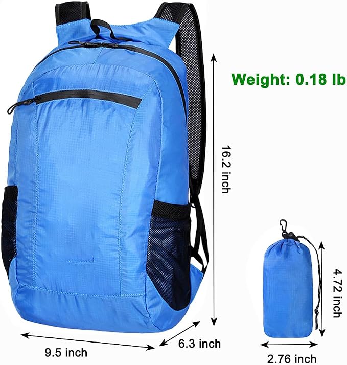 18L Mini Foldable Daypack, Waterproof and Lightweight Backpack | Small Outdoor Camping Day Pack, Travel Packable Bag for Men and Women, Easy to Carry