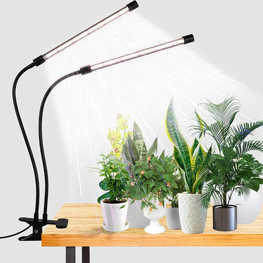 Grow Light,6000K Full Spectrum Indoor Plant Growing Lamp | Desk Lamp with White Red LEDs for Indoor Plants,Clamp with Flexible Gooseneck,Brightness Adjustable,Auto Timer 4 8 12Hrs
