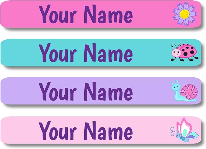 Lovable Labels Personalized Labels for Kids (120 Labels) - Waterproof Dishwasher Safe Peel and Stick Labels are Great for School Supplies Daycare Camp Bottles (Pastel Creatures)
