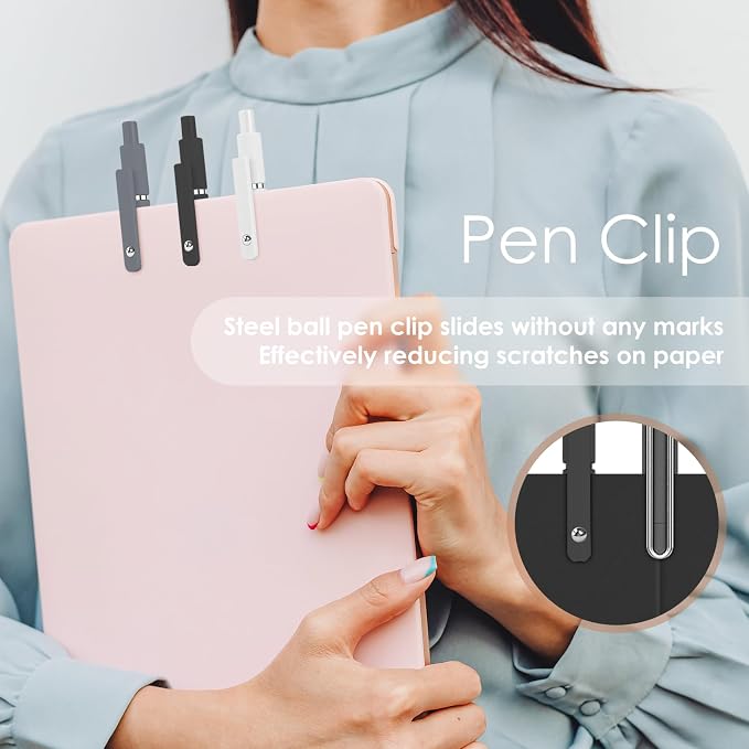 Hapikalor Gel Pens, 0.5mm Black Ink Pens Fine Point Smooth Writing Pens, High-End Series Metal Clip Retractable Pens for Journaling Note Taking, College Supplies (6pcs Black Gray White)
