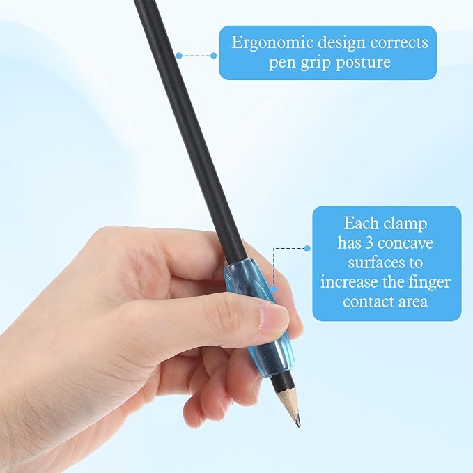 8-Pack Silicone Grippers for Pencils with 3 Concaves, Ergonomic Comfort Pencil Grippers for Relieving Fingers Fatigue Writing Aid Universal Pencil Gripper for Kids Adults Handwriting