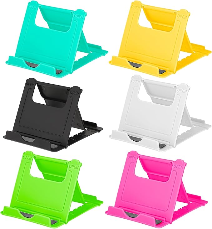KALIONE 6 Pack Portable Cell Phone Stand Holder for Desk, Foldable Desktop Mobile Phone Kickstand Universal Desk Stand for All Mobile Smart Phone