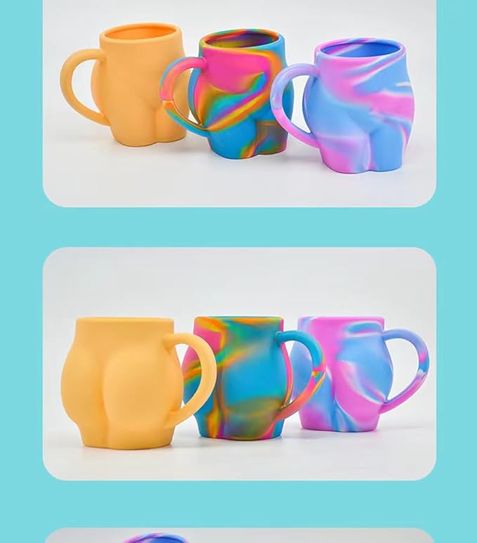 Coffee Mug 360ml:Hippie Hops - Silicone Handled Unbreakable Cups, Hot/Cold Drinks, Dishwasher-Microwave-Freezer-Oven Safe (Pink blue)