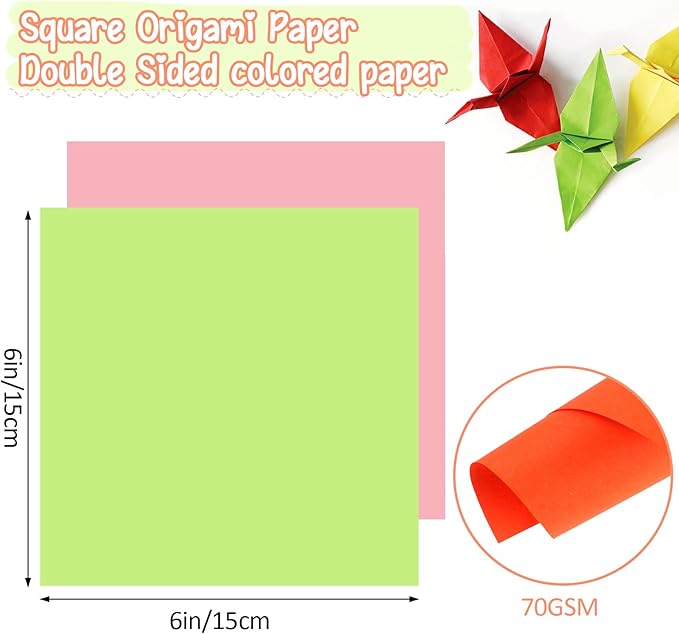 300 Sheets 6" Square Origami Paper, 20 Colors Origami Paper 6x6, Double Sided Color Origami Papers for Beginner, OrigamiPaper for Arts and Crafts