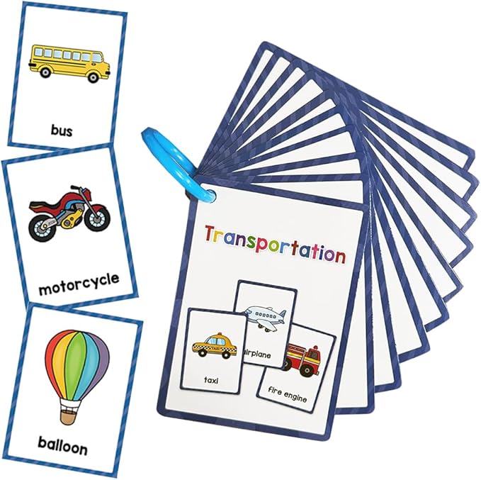 Lachilly Transportations English Learning Flashcards - High Frequency Words, Beginning Reading, Kindergarten Teaching Materials, Autism Learning, Vocabulary Building - 10 Cards, 18 Words