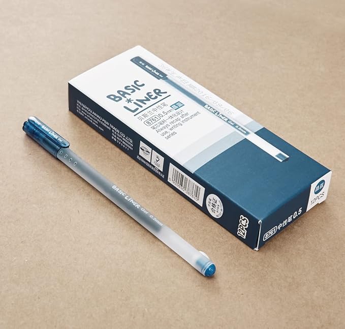 czxwyst 8761 Basic Liner Gel Ink Pens 0.5mm Fine Point (Blue-Black Color 12-Pack)