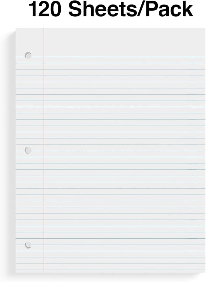 STAPLES College Ruled Filler Paper, 8” x 10.5”, White, 360/Carton