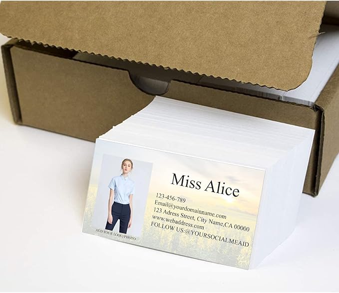 Customized Name Cards 500 PCS, Customized Design with Picture Texture All Business Designs cards No Additional Charge (Color-L)