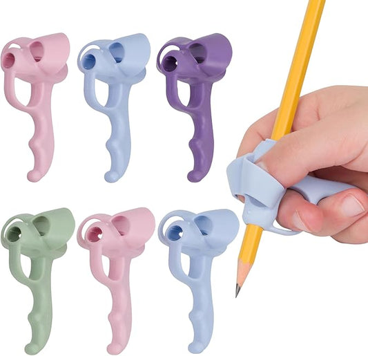 NEW! Five Finger Pencil Grip 6 Pack Pencil Grips for Kids Handwriting, 5-Finger Silicone Pencil Holders, Comfortable Writing Aid for Beginners, Posture Correction Training Tool