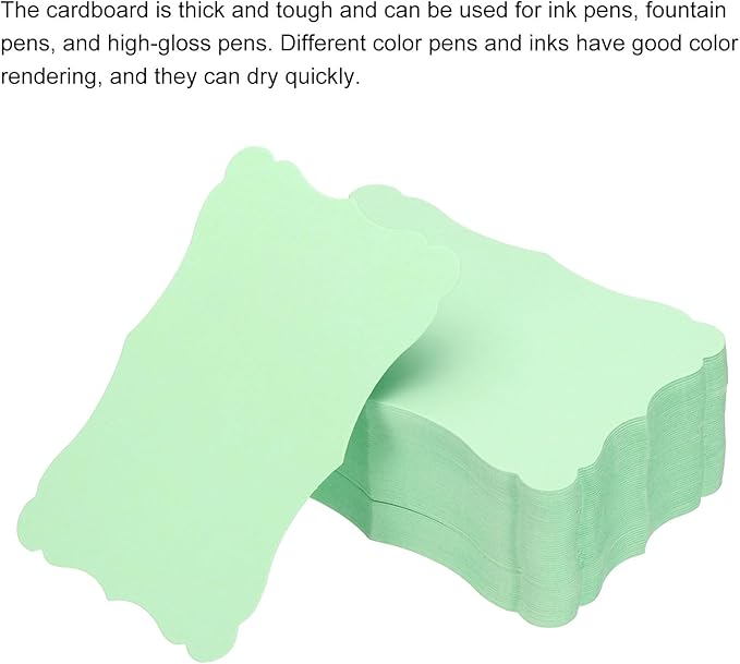 PATIKIL 3.7"x2.4" Blank Paper Business Cards, 120 Pack Small Index Flash Cards Words Message Note Card Mini Paper Tags Lace for DIY Gift, Light Green