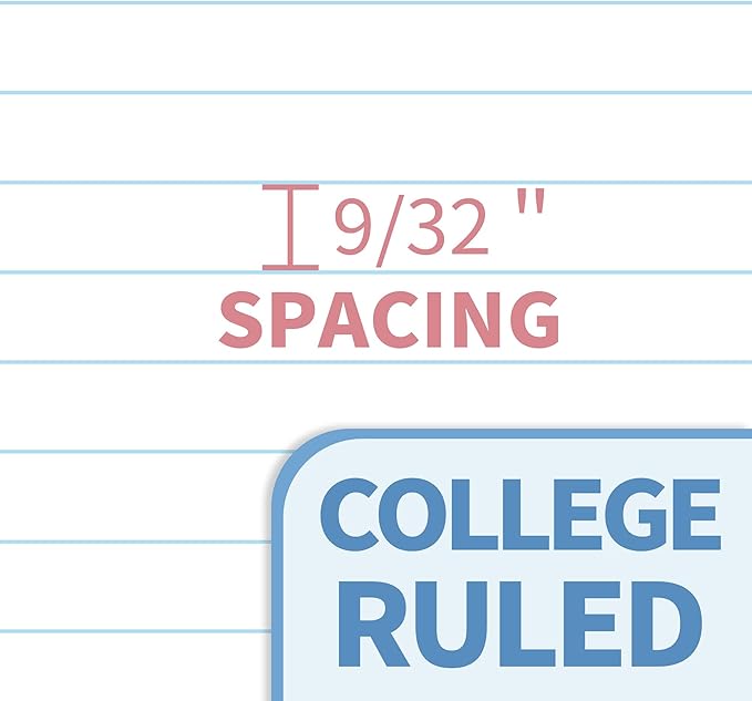SUNEE Spiral Notebook, 1-Subject, College Ruled Paper, 8" x 10-1/2", 100 Sheets per Notebook, 3-Hole Punched Paper, Water Resistant Cover, Double-sided Pockets, Grey Blue