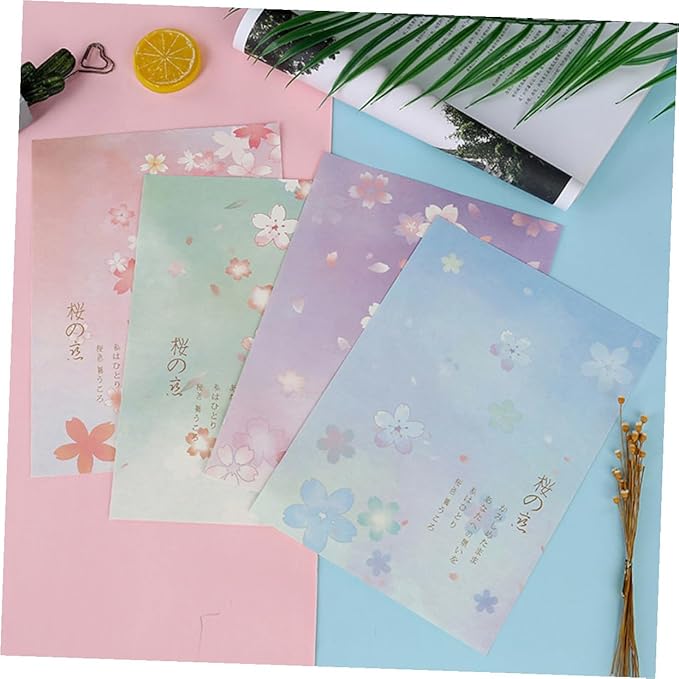 MAGICLULU Blossoms Pattern Writing Paper Set 40pcs B5 Japanese Style Stationery Letter Paper for Writing and Printing Vintage Floral Design Office and School Supplies