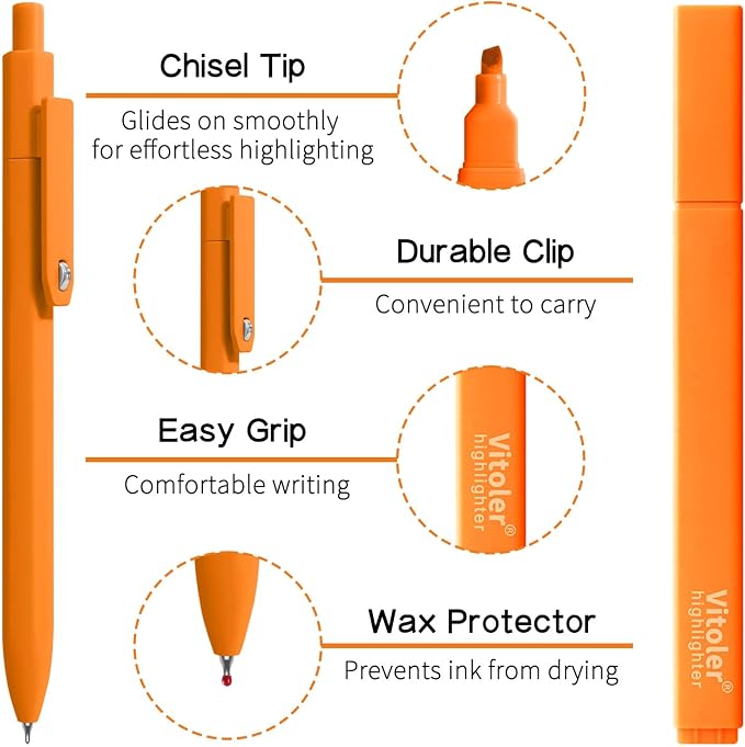 Vitoler Black Gel Pens and No Bleed Highlighters，12 Pack，Fast Drying | Smooth Writing Pens for Teacher Nurse Bible Journaling Planner Supplies
