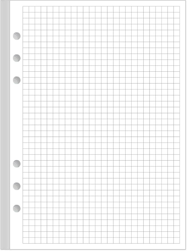 A5 Grid Refill Paper, 6-Hole Graph Paper, 100Sheets / 200Pages Loose-Leaf Grid Paper, 100gsm White Paper, 5.8" x 8.3 "