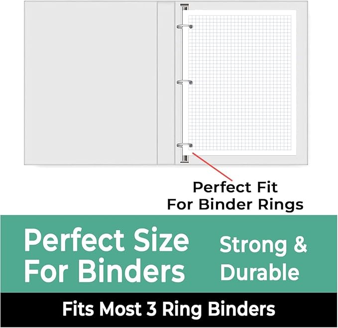 Rosmonde 6750 Sheets Graph Paper Bulk, 45 Pack, Bulk Grid Paper, 4x4, 8" x 10.5", 3 Hole Punched, Quad Ruled Sheets, Thick Graphing Paper, Fights Ink Bleed, Bulk Loose Leaf Paper, Bulk School Supplies