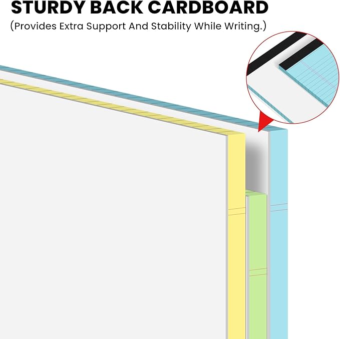 3pcs Legal Pads 8.5 x 11,Notepads 8.5 x 11 Inch, 30 Sheets/Pack, Color Note Pads Clear Print Writing Pads of Paper, Perforate Wide Ruled Lined with Sturdy Back for Office, Business & School Supplies