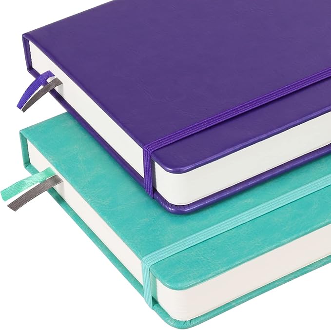 Bullet Dotted Journal Notebook - A5 Dot Grid Notebook with 280 Pages,100gsm Thick Paper,Leather Hardcover Journal for Women Men,5.75'' × 8.38''-Purple
