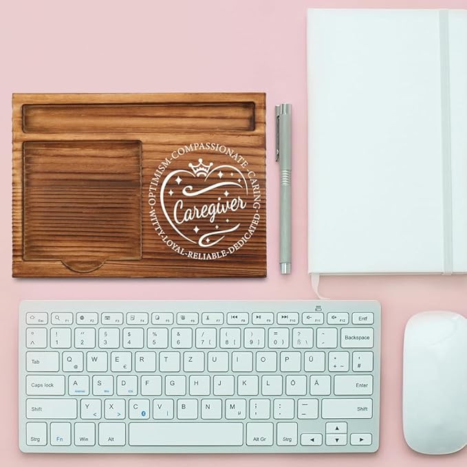 THRXOBN Desk Organizer for Caregivers & Healthcare Professionals - Natural Wood with Slots for Notes, Pens, and Small Office Supplies – Practical & Stylish Workspace Solution,WSH19