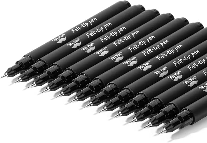 Mr. Pen- Drawing Pens for Artists, 0.05mm, 12 Pack, Black Artist Pen, Micro Pens for Drawing, Bible Journaling Pen, Fine Point