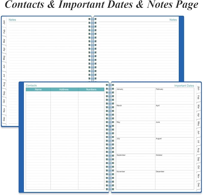 2026-2027 Monthly Planner - 18 Monthly Calendar, January 2026 - June 2027, Two Pages Per Month, 9" x11" Planner with Tabs, Strong Twin-Wire Binding, Inner Pocket, Teal