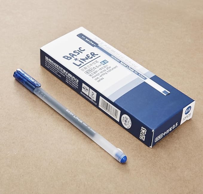 czxwyst 8761 Basic Liner Gel Ink Pens 0.5mm Fine Point (Blue Color 12-Pack)