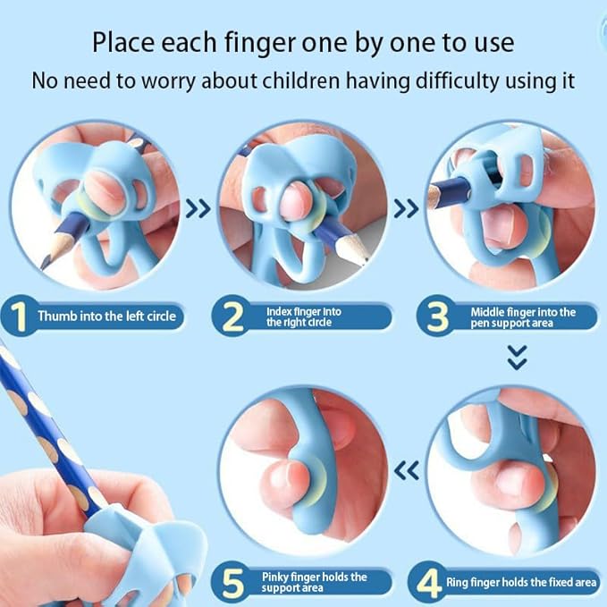 Children's Pencil Grip Orthosis, Five-Finger Positioning Silicone Writing Aid, BPA-Free Training Tool for Toddlers, Multiple Colors