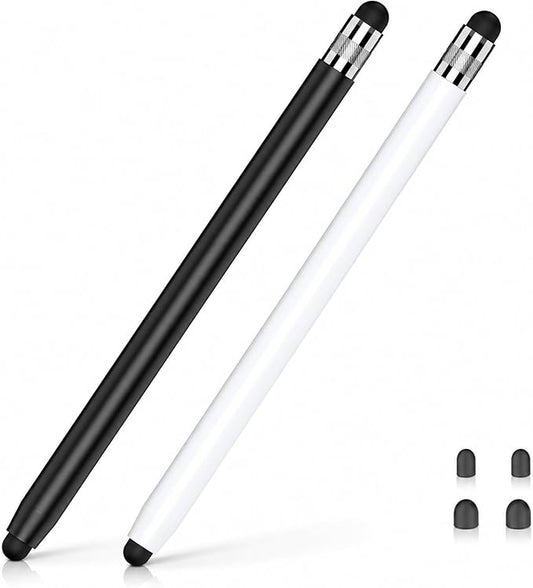 HATOKU 2 Packs Stylus Pen for Apple iPad & Touchscreen Devices (Black & White), Dual Tip Rubber, No Bluetooth/No Charging, High Sensitivity Capacitive Magnetic Pencil for iPad iPhone Android Tablets