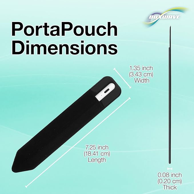 BoxWave Stylus Pouch Compatible with Boogie Board Blackboard Smart Scan Reusable Notebook - Stylus PortaPouch, Pen Stylii Holder Carrier Portable Self-Adhesive - Jet Black