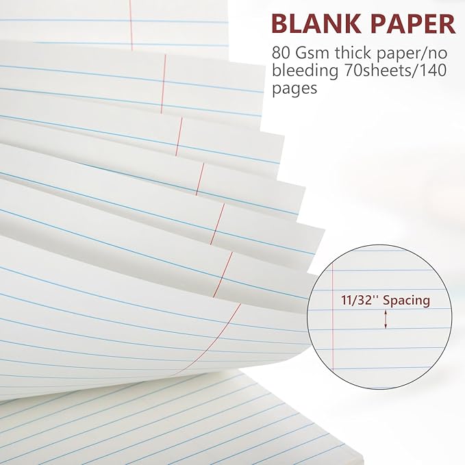 Resurhang 6 Pack 8.5 x 11'' Top Bound Office Steno Book Wide Ruled Double Sided Spiral Notebooks Reliable White Paper 70 Sheets/Pad Pastel Colors Covers for Writing School Notes(Vintage Color)