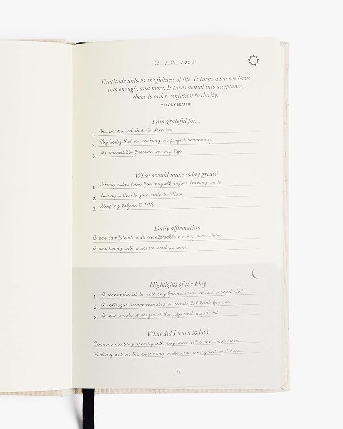 Ditsy Tulip Five Minute Journal, Daily Gratitude and Self-Reflection Diary