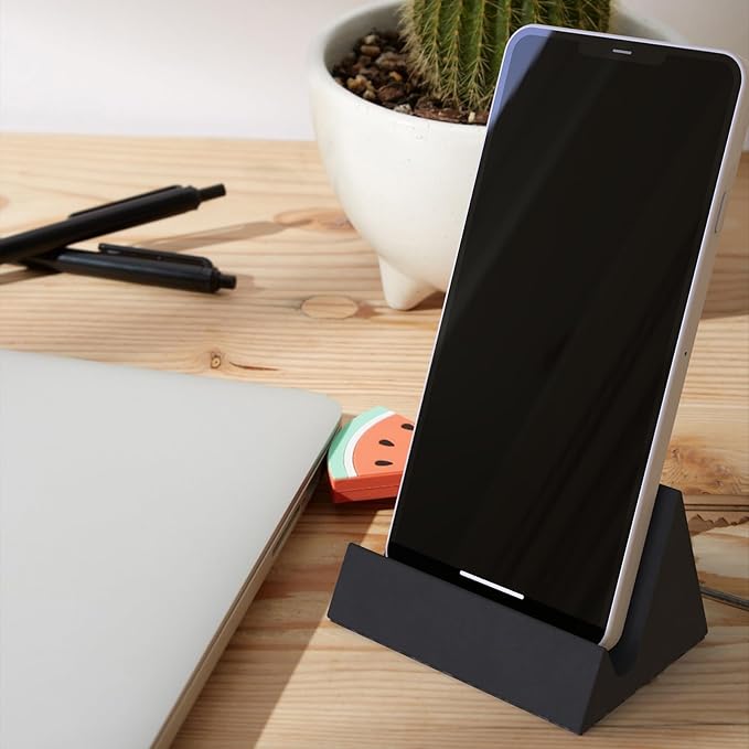 Concrete Phone Stand, Desktop Phone Stand, Multifunctional Stand, Compatible with iPhone 16/15/14/13/12 Smartphones (Black)