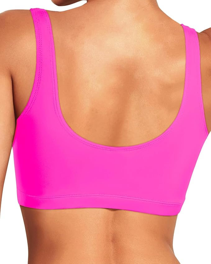 Tempt Me Women Sports Bra Bikini Top Push Up Scoop Neck Bathing Suits Top Padded Swim Crop Tops Only