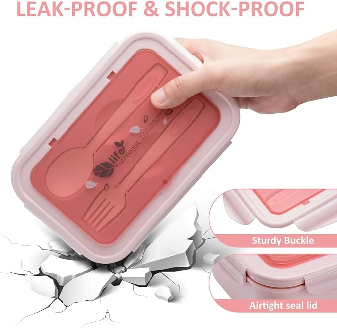LOVINA Bento Boxes for Adults - 1100 ML Bento Lunch Box For Kids Childrens With Spoon & Fork - Durable for On-the-Go Meal, BPA-Free and Food-Safe Materials