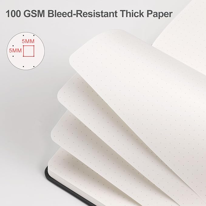 EMSHOI Dotted Journal Notebook, 192 Pages, A5 Size (5.7'' x 8.3'')