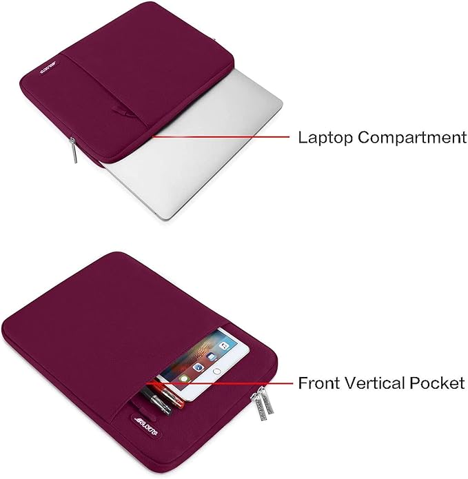 MOSISO Laptop Case 13 inch, Laptop Sleeve Compatible with MacBook Neo/Air/Pro 13 inch with A18/M5/M4/M3/M2/M1 Chip 2026-2016, Polyester Vertical Computer Sleeve Bag with Pocket, Wine Red