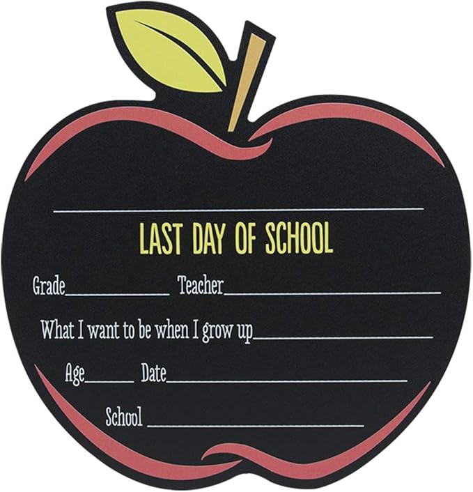 Apple First and Last Day of School Reusable Chalkboard Sign Set/Back to School Photo Prop/Teacher Classroom Picture Board 12" x 12.5"