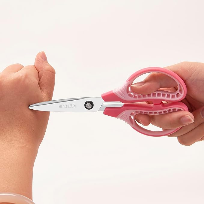 7" Kids Scissors - Pointed Tip Right/Left Scissors with Protective Cover, Soft ABS Grips & Stainless Steel Blades, Ultra Durable for Classroom, Homeschool, Daily Use (3-Pack)