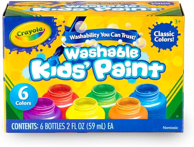 Crayola Washable Kids Paint Set (12ct), School Supplies for Kids, Classic and Glitter Paint, Classroom Essentials, Toddler Painting Kit, Ages 3+ [Amazon Exclusive]