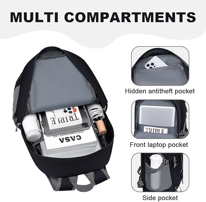 MIYCOO Backpack - Ultra Lightweight Packable Backpack for Travel Camping, Hiking Back Pack Waterproof Foldable Daypack for Men Women Black
