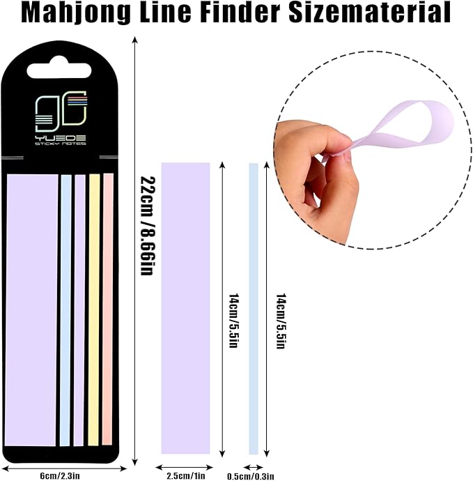 420 Pcs Mahjong Line Finder Reader Notes, Highlighter Tape Stripe, Transparent Sticky Mahjong Cards Rule Reader, Mahjong Accessories for Player, Beginner, No Adhesive Residue & Reusable (Purple)