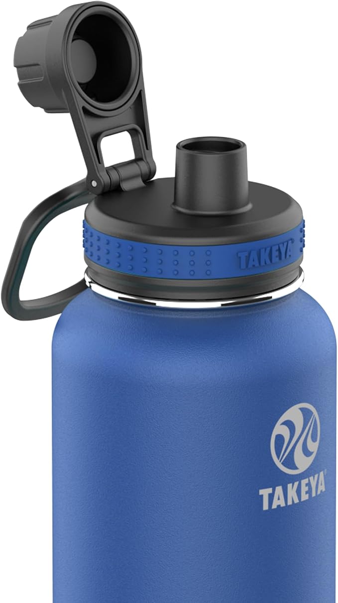 Takeya Originals 32 oz Vacuum Insulated Stainless Steel Water Bottle - Leakproof & BPA-Free Spout Lid - Keeps Drinks Cold 24 Hrs/Hot 12 Hrs - Double-Wall Design - Ideal for Active Lifestyles, Navy
