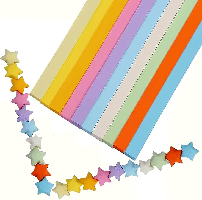 Origami Paper Stars, Colorful Handcraft Origami Lucky Star Paper DIY Paper Arts Creativity Hand Art Crafts (10-color mix (1350) sheets)